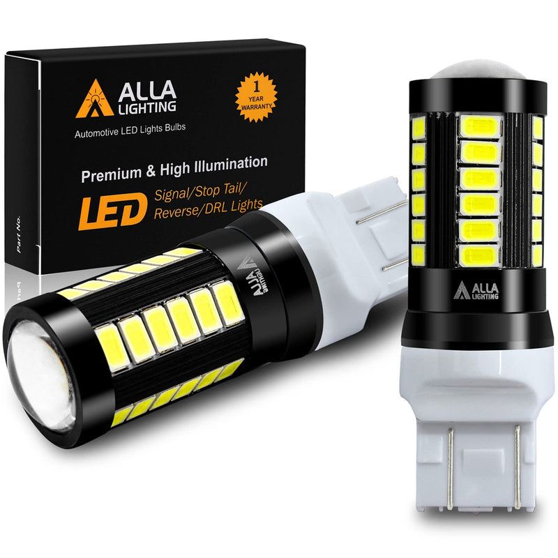 Alla Lighting 2800lm T20 7440 7443 LED Bulbs, White Reverse/Signal/Brake Tail/DRL Lights 7444 7443LL 7441 W21W 6000K Xenon Xtreme Super Bright 12V 5730 33-SMD Upgrade 6000K Xenon White