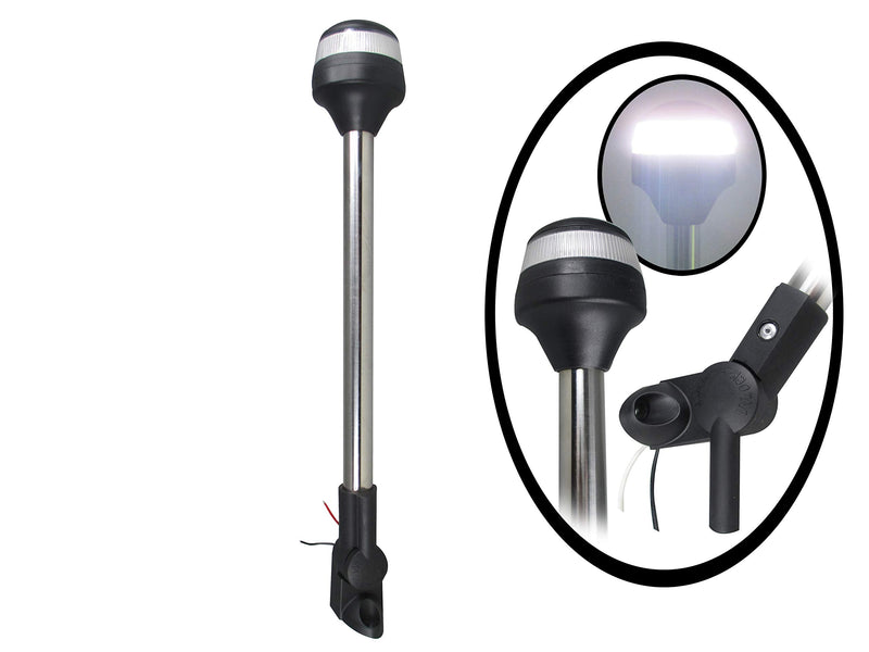Pactrade Marine Boat Pontoon LED All Round Anchor Fold Down Light SS Pole 10-30V 9-1/2''H 2NM USCG A16 Certified