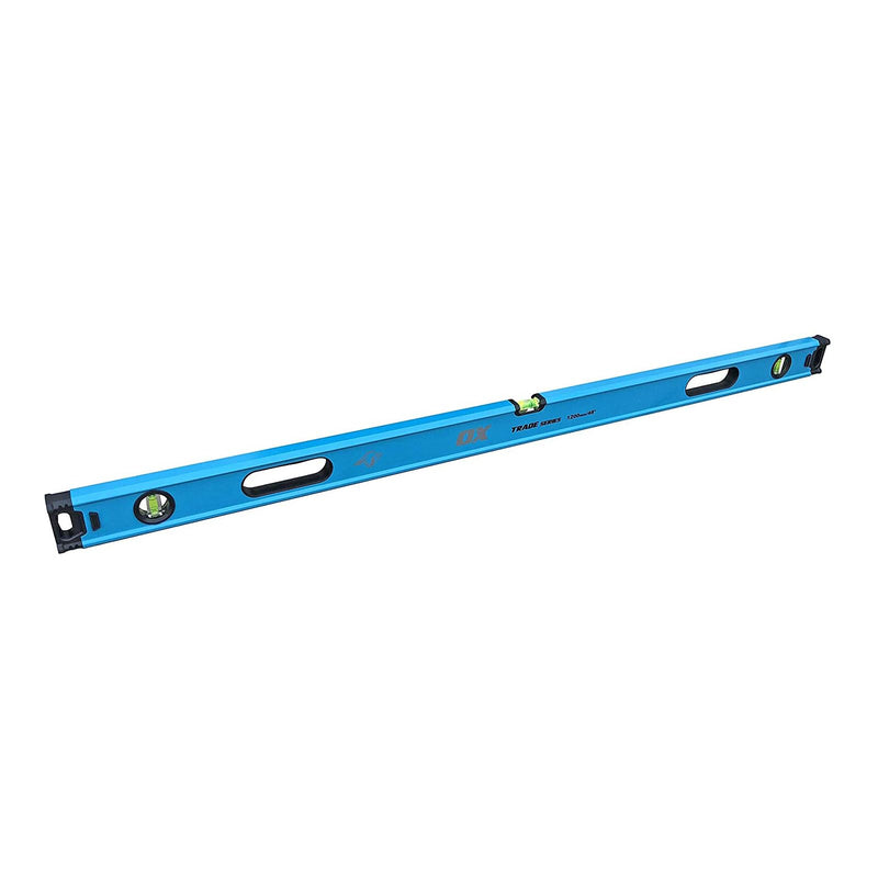 OX Trade 4 Foot Level Box Beam - 48 Inch Level Aluminum Body - Magnified Vial 4ft Levels with Shock Absorbing End Caps - Soft Grip Handle Leveler Tool - Nivel De 4 Pies 48 inches