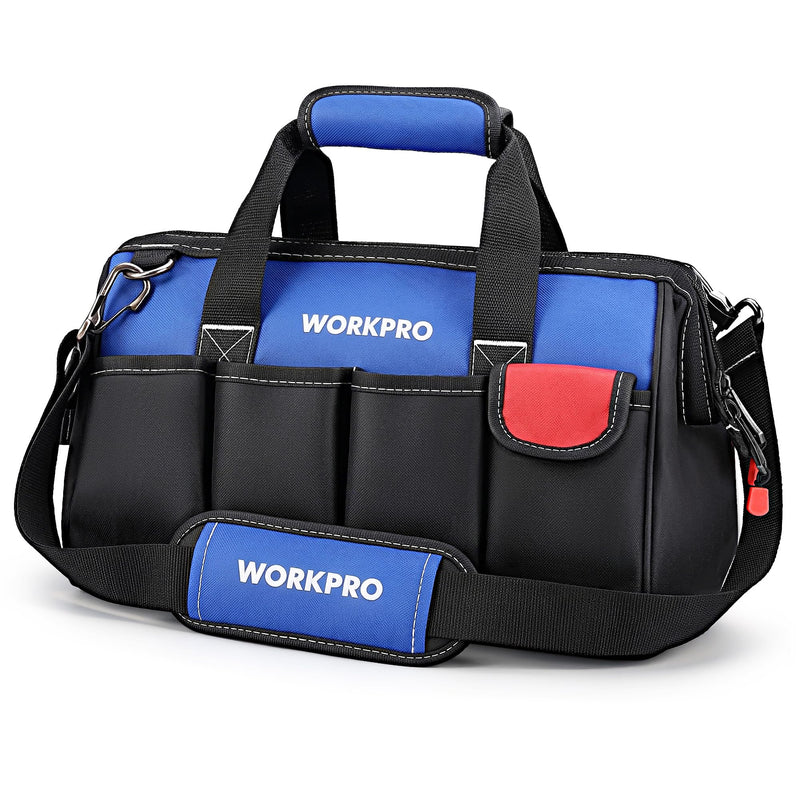 WORKPRO 14-inch Tool Bag, Multi-pocket Tool Organizer with Adjustable Shoulder Strap