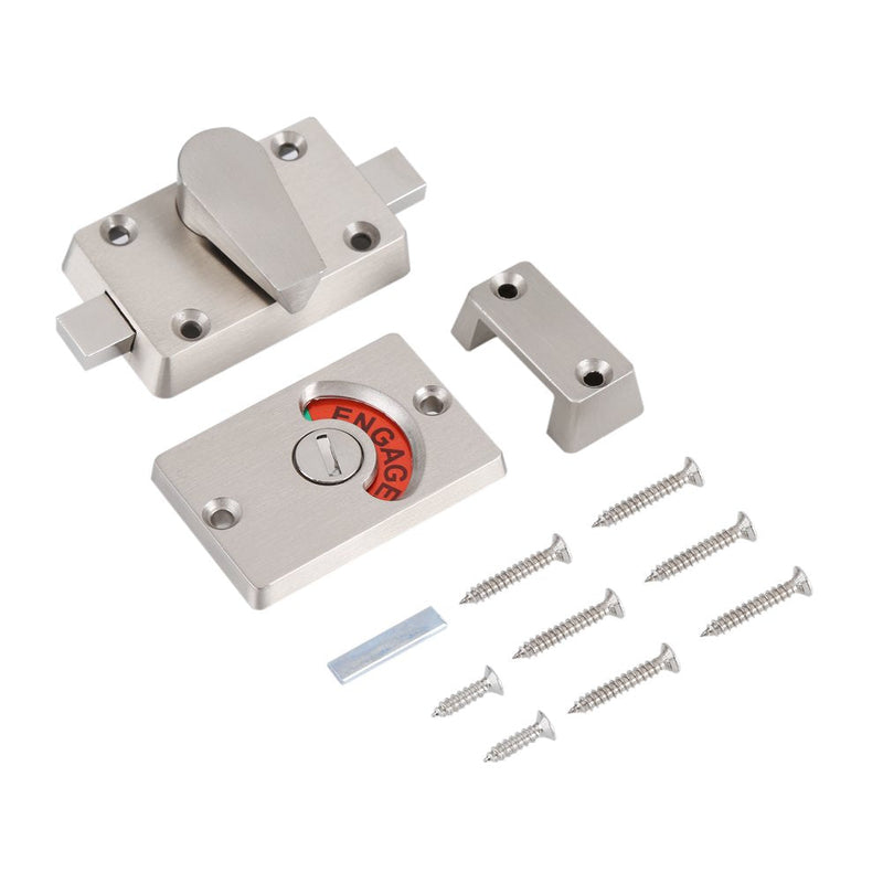 Stainless Steel Bathroom Door Lock with Occupied Vacant Indicator – Toilet Door Lock for Home Office Restroom, Heavy Duty Privacy Lock Hardware