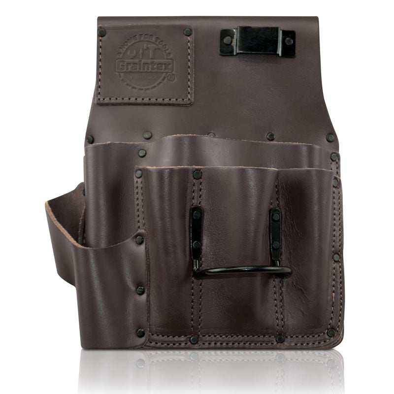 Graintex Drywall Pouch Brown Color Heavy Duty Top Grain Leather, Steel Hammer Holder, Drywall Tool Belt, Framers Tool Pouch, Construction, Carpenter, Electricians - OS2353 Right Handed