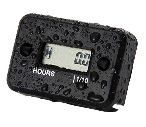 Digital LCD Inductive Hour Meter Hourmeter Waterproof for Marine Boat SnowBlower Inverter Generator Motorcycle ATV Lawn Mower and Small Gas Engine(Black) BLACK