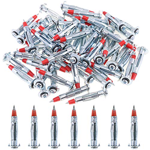 Glarks 60Pcs Heavy Duty 1/8 inch 46MM Zinc Plated Steel Molly Bolt Drive Hollow Drive Wall Anchor Screws Set (1/8SDx46MM) 1/8SDx46mm