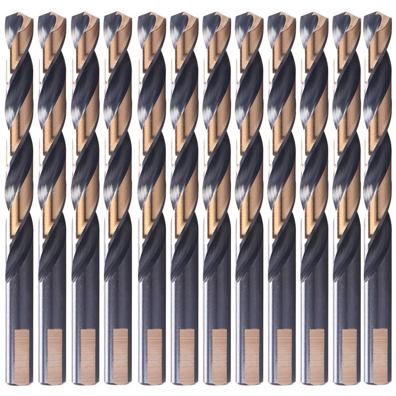 12 PCS, 5/16", Black and Gold Coated Twist Drill Bits 5/16 in