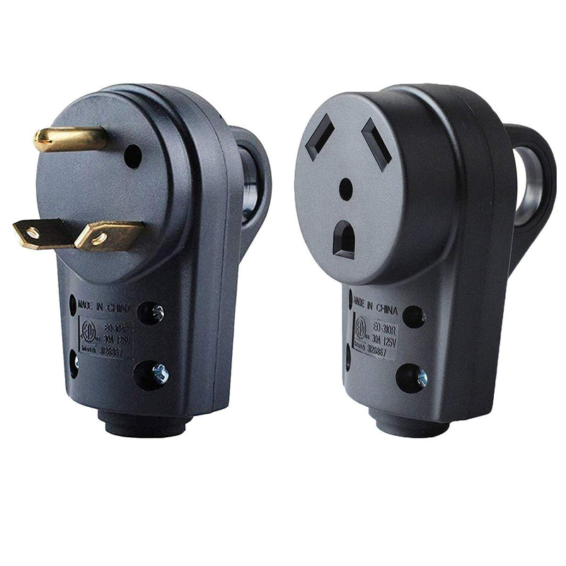 Wadoy 30 Amp RV Plug Male and Female Plug Set {Upgraded } with Handle Receptacle Plug Electrical Plug Adapter 55245 Black