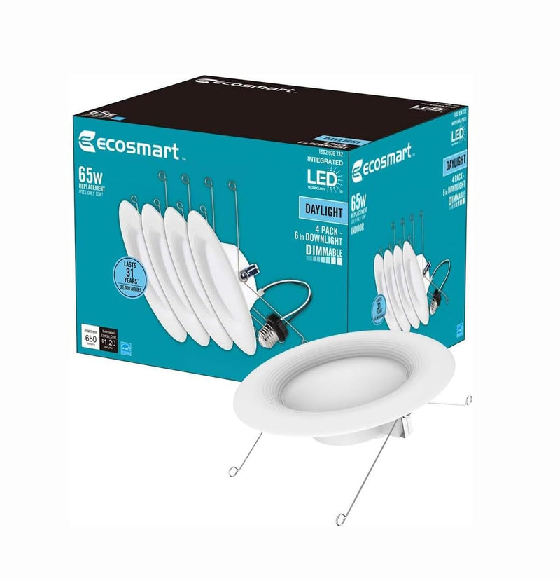 EcoSmart 5/6 in. Daylight Integrated LED Recessed Trim (4-Pack)
