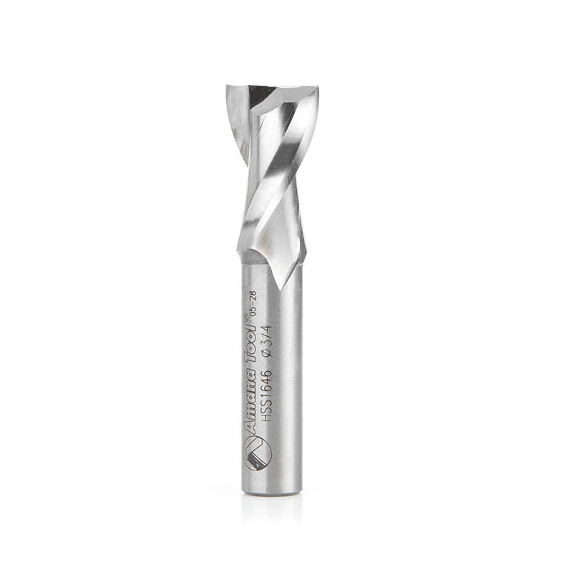 Amana Tool HSS1646 Double Flute Spiral Router Bits Metal Aluminum Cutting 3/4 Dia x 1-1/4 x 1/2 Inch Shank Up-Cut Router Bit High Speed Steel