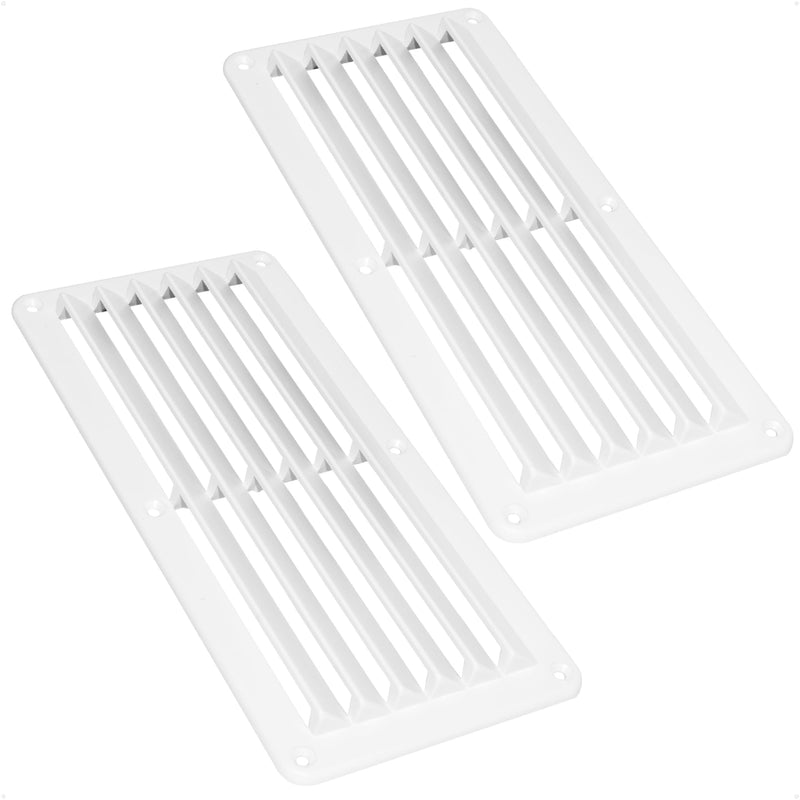 Five Oceans FO590-M2 Rectangular Boat Marine Louvered Ventilators, White Durable Injection-Molded ABS Plastic, 10-1/4 inches (260 mm), UV and corrosion resistant, 6 slots (Pair)