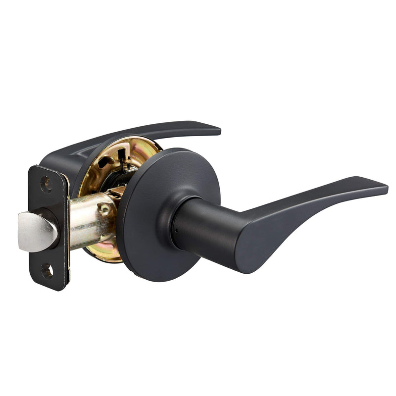 Amazon Basics Victorian Easy Installation Passage Door Lever, Matte Black, 1-Pack