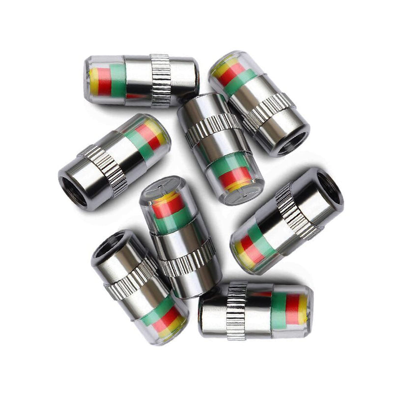ANKI HAPPIGO 8Pcs 2.2Bar 32-to-35 PSI Car Tire Pressure Monitor Valve Stem Caps Sensor Indicator Easy to Read 3 Color Eye Alert 2.2Bar 32PSI