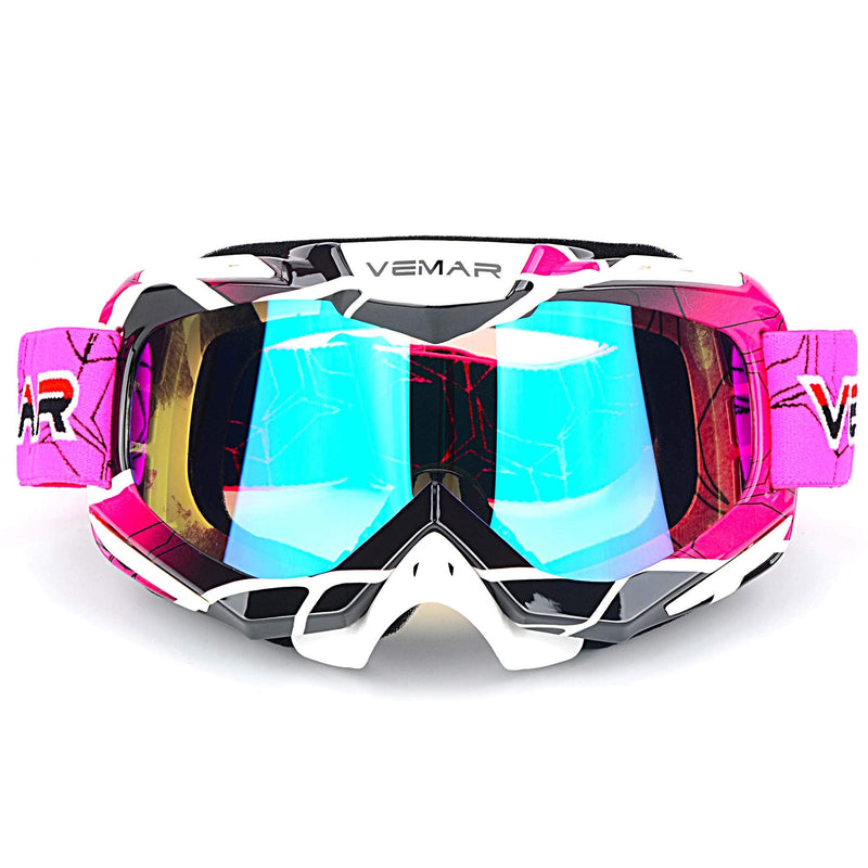 Motorcycle Motocross Goggles ATV Racing Goggles Dirt Bike Tactical Riding Motorbike Goggle Glasses, Bendable Windproof Dustproof Scratch Resistant Protective Safety Glasses (Pink) Pink