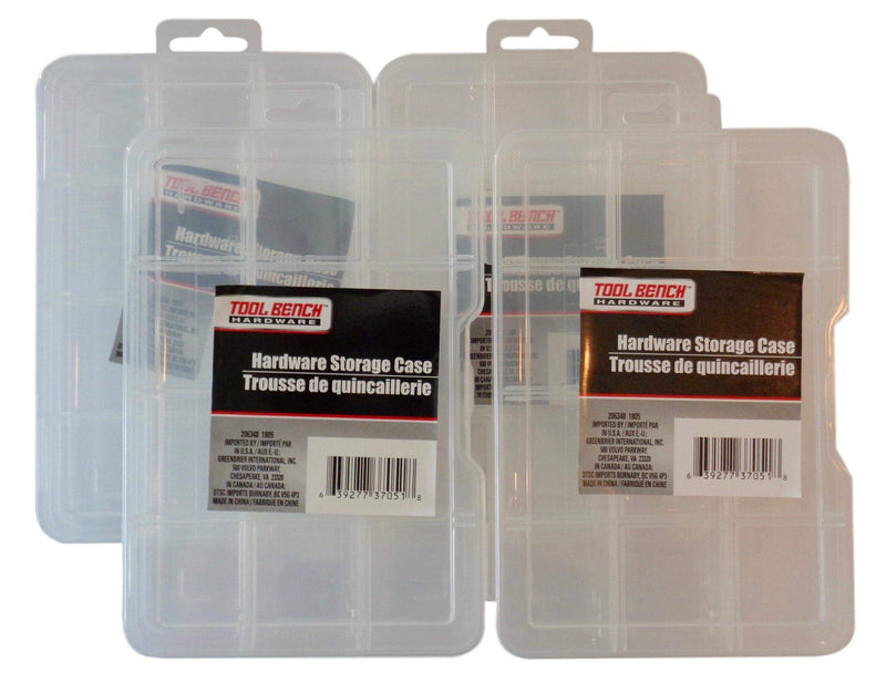 9-Compartment Plastic Storage Case, Pack of (4)