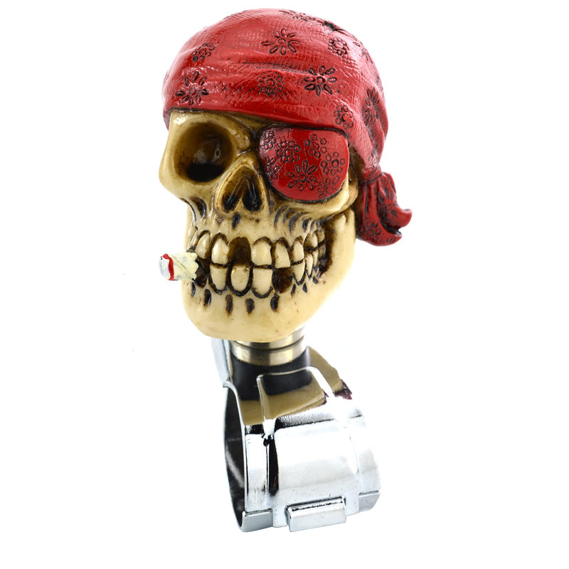 Lunsom Steer Control Turning Knob, Skull Steering Wheel Spinner Aid Helper Knob Driving Assist Grip Knob Power Handle Spinner Fit Vehicle (red) red