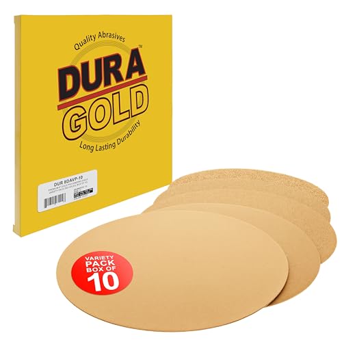 Dura-Gold 8" Gold PSA Sanding Discs, Grits 40, 80, 120, 220, 320, 2 Each Variety Pack