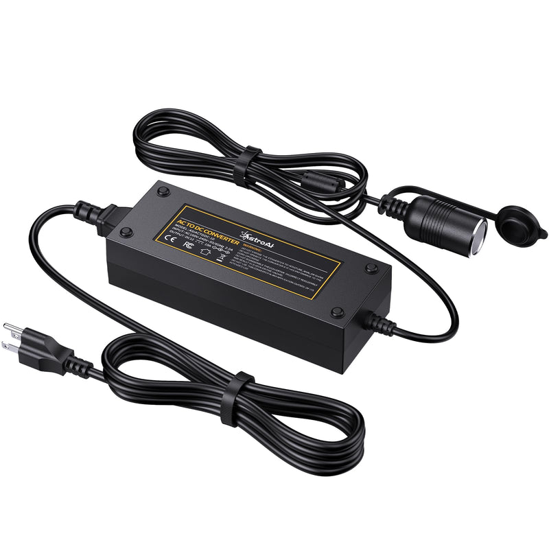 AstroAI AC to DC Converter 10A/120W/7.78FT/110V to12V Converter, Car Cigarette Lighter Adapter, AC/DC Power Supply Adapter Transformer for Inflator, Car Refrigerator, and Other Car Devices