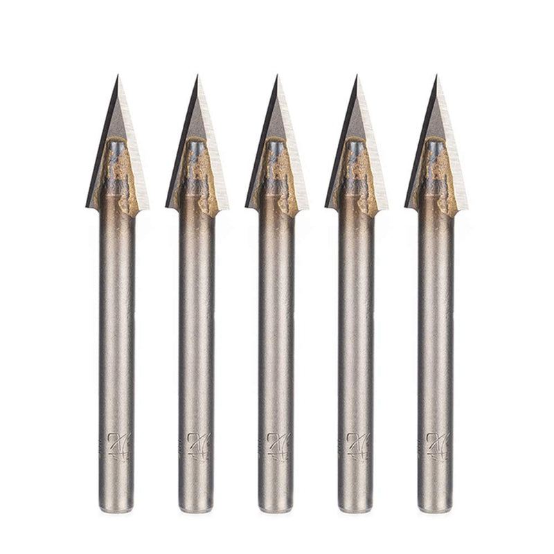 HUHAO 5PCS 30 DegreeV Bit Engraving 2 Flute CNC Router Bits 6mm Shank Engraving Bits for Marble Granite Bluestone Woodworking 30°*10*6 5PCS