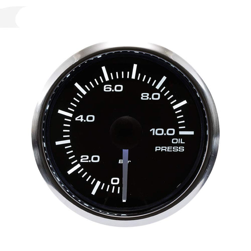 MOTOR METER RACING MGS Series 52mm 2-1/16" Electrical Oil Pressure Gauge 0~150 PSI Black Dial White & Amber LED Backlit Waterproof