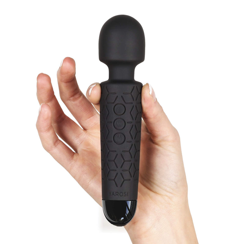Yarosi Micro Personal Massage Wand Smallest Strongest Handheld Cordless Massager, Strong Powerful Compact Perfect For Travel, Magic Stress Away, All Body Back Legs Hand Pains Sports Recovery Black
