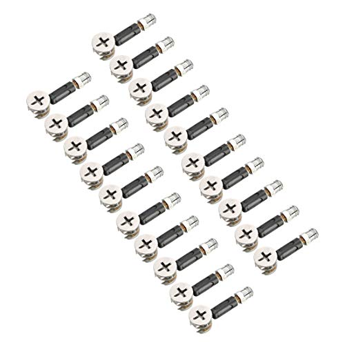 uxcell 3-in-1 Furniture Connecting Kit 15mm OD Cam Fitting, M6x35mm Dowel Screws, 8mm OD Pre-Inserted Nut 20 Sets