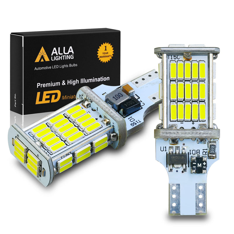 Alla Lighting 2600lm T10/T15 912 921 Strobe LED Back-up Reverse, 3rd Brake Lights Bulbs, 6000K White Super Bright 922 W16W 906 4014-SMD Flashing Lamps for Cars, Trucks, RVs, SUVs 6000K Xenon White Strobe T15 912 921
