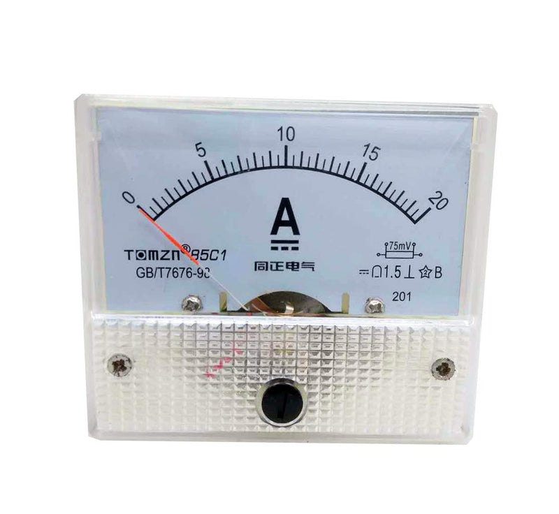 YXQ 0-20A Analog Current Panel 85C1-A Amp Ammeter Gauge Meter 2.5 Accuracy 75mV for Auto Circuit Measurement Tester (DC 20A) DC 20A