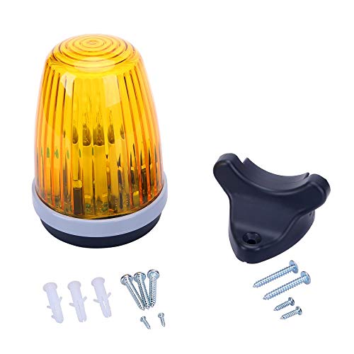 Waterproof Warning Light Signal Flash Alarm Lamp with Installation Accessories for Automatic Sliding Swing Gate Opener System with Yellow Cover(110 V AC) LPH110