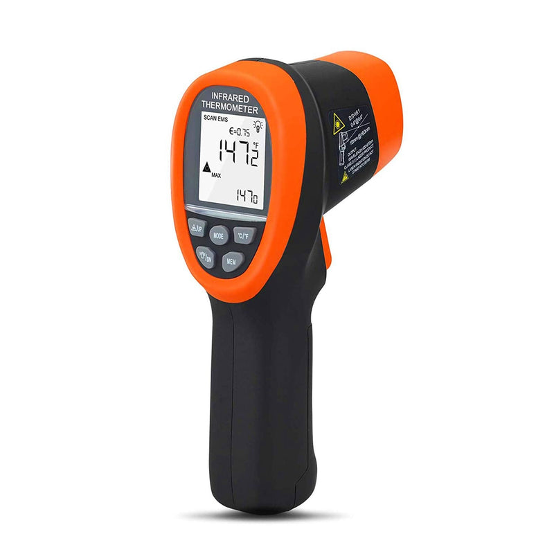 BTMETER BT-985CAPP Industrial Infrared Thermometer, 12:1 Distance Spot Ratio, Digital Non-Contact HVAC Laser Temperature Gun Test Temp -58℉~1472℉ for Kitchen Pizza Oven,NOT for Human BT-985CAPP Orange(-58℉ to 1472℉)