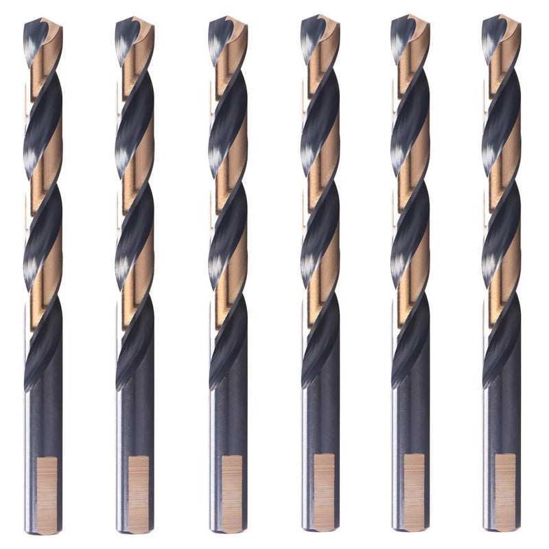 6 PCS,1/2", Black and Gold Twist Drill Bits 1/2 in