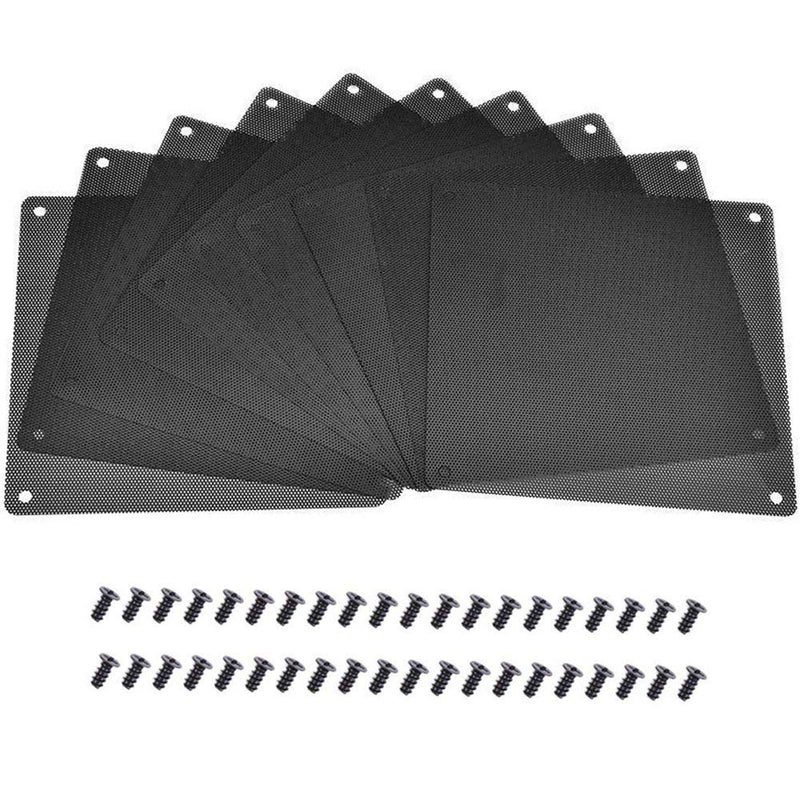 10 Pieces 120mm PC Cooler Fan Dust Filter Computer Fan Filter Black Dustproof Case Cover Computer Mesh with 40 Pieces of Screws