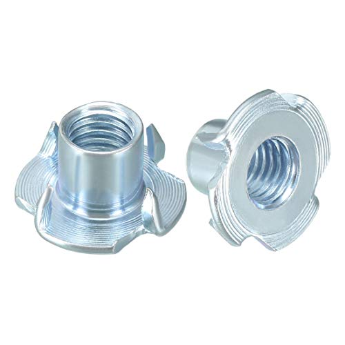 uxcell M10 4 Pronged Tee Nut T-Nut for Table Legs Rock Climbing Wall Woodwork Holds Wood Cabinetry 50Pcs