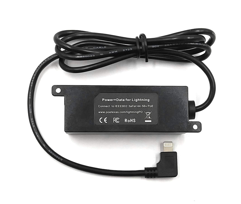 PoE Texas Power Over Ethernet Adapter for Apple Tablets and Phone - Converts 802.3af PoE Switch, Injector to 5V 12W for POS, Digital Signs, Conference Rooms - Splitter Extends Charging & Data to 328' 5 Volt 12 Watt - Lightning + Data