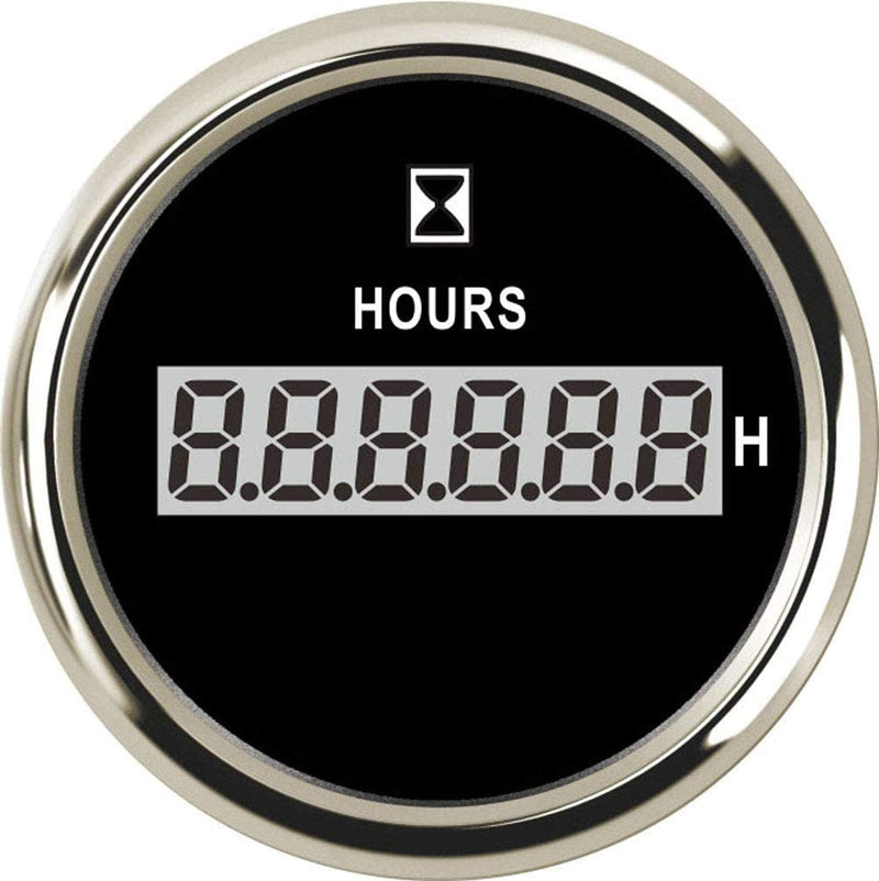 52MM 2" Hour Meter Gauge Red Backlight for Marine Boat 9-32V Waterproof Silver