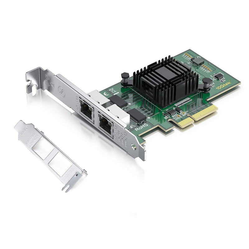 H!Fiber Gigabit 2 Port NIC with Intel I350 Chip, 1Gb Network Card Compare to Intel I350-T2 NIC, Dual RJ45 Ports, PCI Express 2.1 X4, Ethernet Card with Low Profile for Windows/Windows Server/Linux Intel I350-AM2 2 RJ45 1