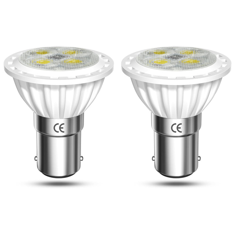 ALR12 BA15D LED Elevator Light - 6435/FR 12V BA15D Frosted Light Bulb 30W Halogen Replacement ALR12 Flood Light for RV Camper Trailer Motorhome Boat Lighting, Daylight 6000K, 2-Pack 4W-2Pack