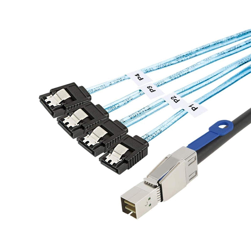 CableCreation SFF-8644 to 4 Sata 7 Pin Cable, External Mini SAS HD SFF-8644 to 4 Port SATA Cable, Hard Disk Data Server Raid Cable 1 Meter/ 3.3 FT 3.3ft