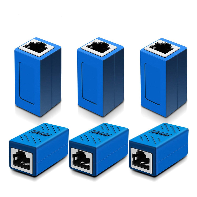 RJ45 Coupler in-Line Cat 7/Cat 6/Cat 5e Ethernet Cable Extender Adapter Female to Female (RJ45 Coupler Blue 6 Pack) 6 PCS