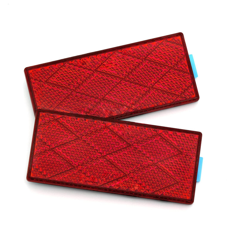 2Pcs Rectangular Stick-On Trailer Reflector (Red, 3.15 x 1.38 in) Red