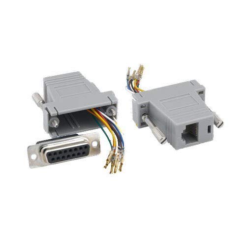 KENTEK D-Sub Modular Adapter DB15 Female to RJ45 RJ-45 Female F/F Serial Jack Plug Console Networking Ethernet Cat5E Cat6