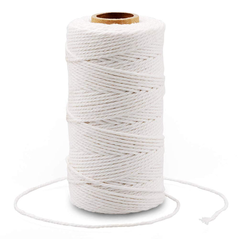 G2PLUS White String, Cotton Bakers Twine, 328 Feet 2MM Natural White Cotton String for Crafts, Gift Wrapping Twine, Home Decor, Gift Packaging 2MM 328 Feet