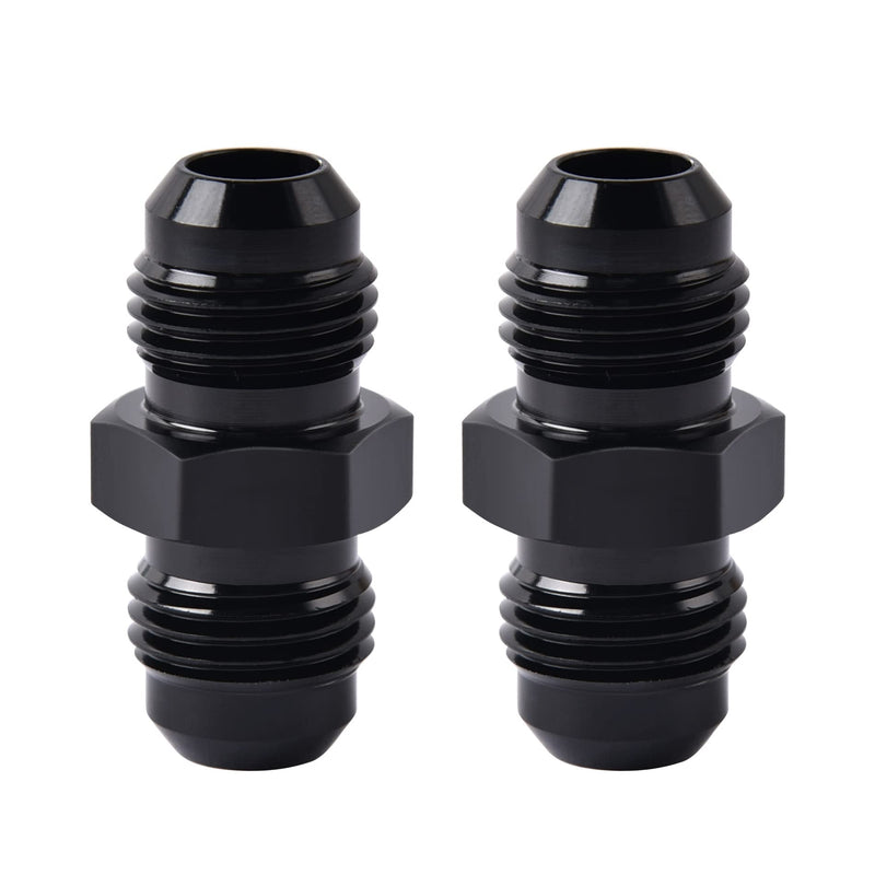 EVIL ENERGY 6AN Male to Male Flare Coupler Union Straight Fuel Hose Adapter Fitting Black 2PCS 6AN to 6AN