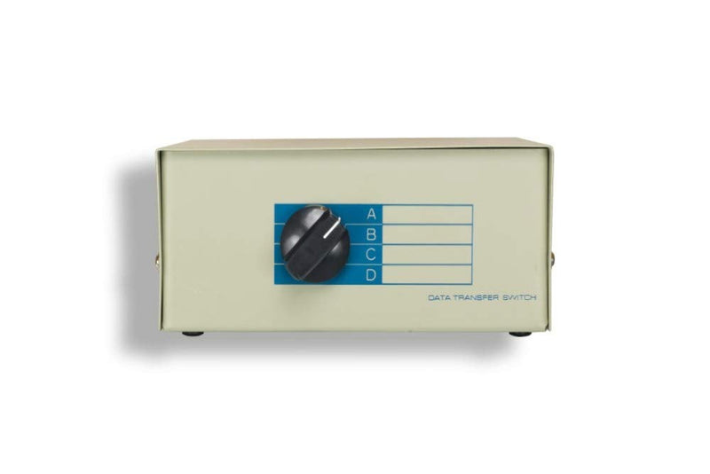 Kentek DB9 Male 4 Way Manual Data Switch Box RS-232 D-Sub 9 Pin I/O ABCD Port for PC MAC to Peripherals Devices Printer