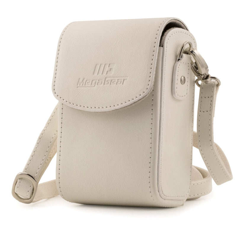 MegaGear MG1559 Leather Camera Case with Strap Compatible with Sony Cyber-Shot DSC-RX100 VI, DSC-RX100 V, DSC-RX100 IV - White