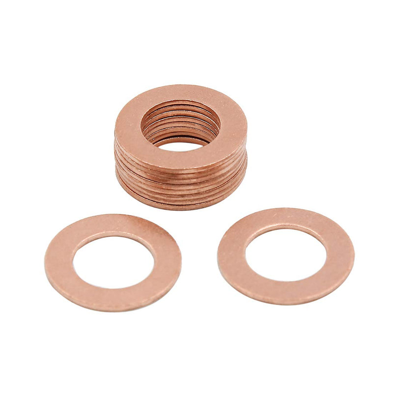 X AUTOHAUX 12mm Inner Dia Copper Crush Washers Flat Car Sealing Gaskets Plate Rings Universal 10pcs 12*20*1mm