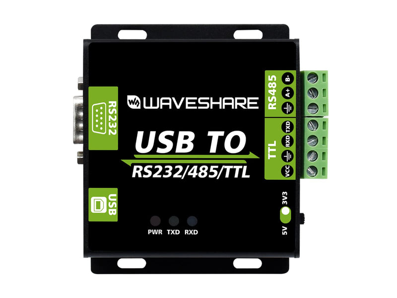 Waveshare USB to RS232 / RS485 / TTL Industrial Isolated Converter with Original FT232RL Embedded Protection Circuits and Aluminium Alloy Enclosure for Industrial Control Equipments USB TO RS232/485/TTL