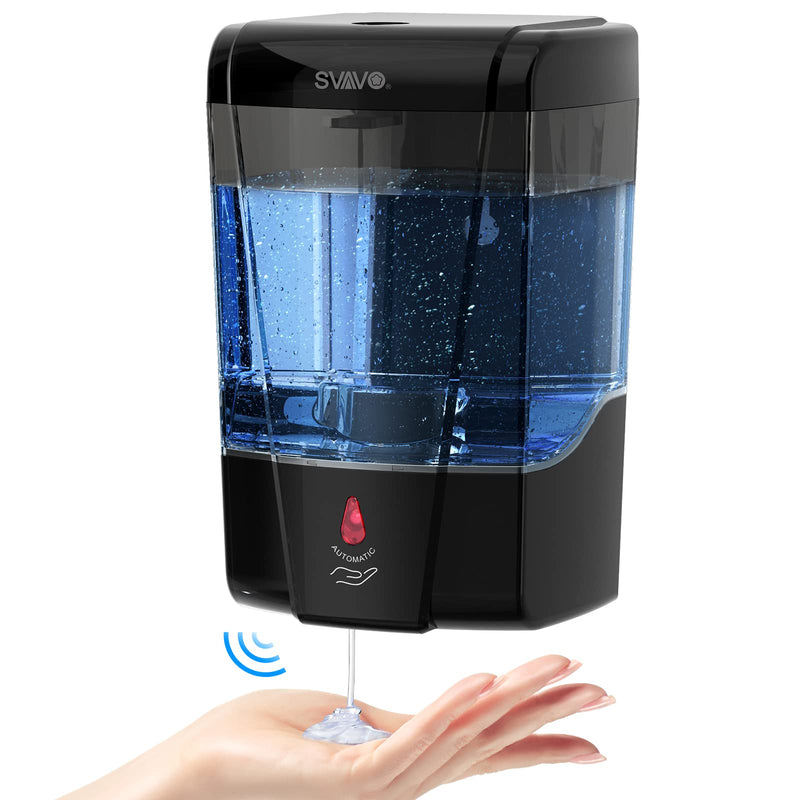 SVAVO Automatic Soap Dispenser Hand Soap Dispenser Wall Mount 600m/21 fl.oz, Touchless Electric Sensor Pump Battery Operated for Offices Home Kitchen Bathroom Hotel Restaurant Commercial Black 600ml