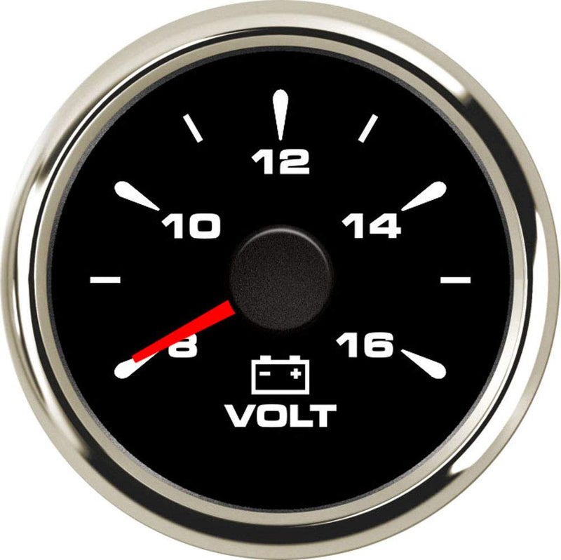 SAMDO 52mm 7 Backlight Waterproof Voltmeters Universal Voltage Gauges Voltage Meters 8-16V for Boat Yacht Auto Motor Home Truck Silver