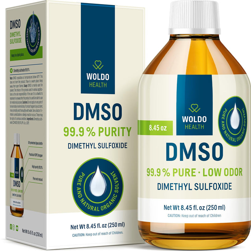 WoldoHealth DMSO (Dimethyl Sulfoxide) 99.9% - Pharmaceutical Grade 8.45 fl. oz. Glass Bottle 8.45 fl. oz. 99,9% (Pack of 1)