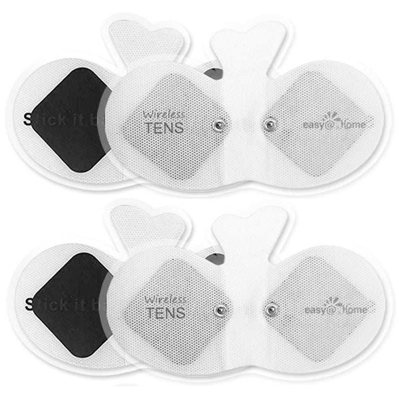 Easy@Home Tens Unit Wireless Electrode Pads Self Stick Carbon Pads, 4 Pack 6.5" x 3" Reusable - Non Irritating Design Pulse Massagers Replacement ETP015 White&black