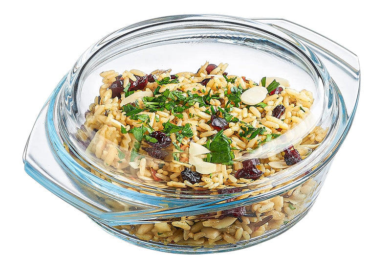 Simax Casserole Dish With Lid, 24 Ounce Round Glass Cookware, Oven and Microwave Safe Borosilicate Glass, Made In Europe 0.75 Qt 0.75 Quart